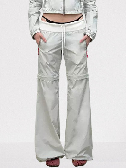 Detachable Color-Block Sporty Pants in Light Grey - Small / Light Grey - Jeans & Pants