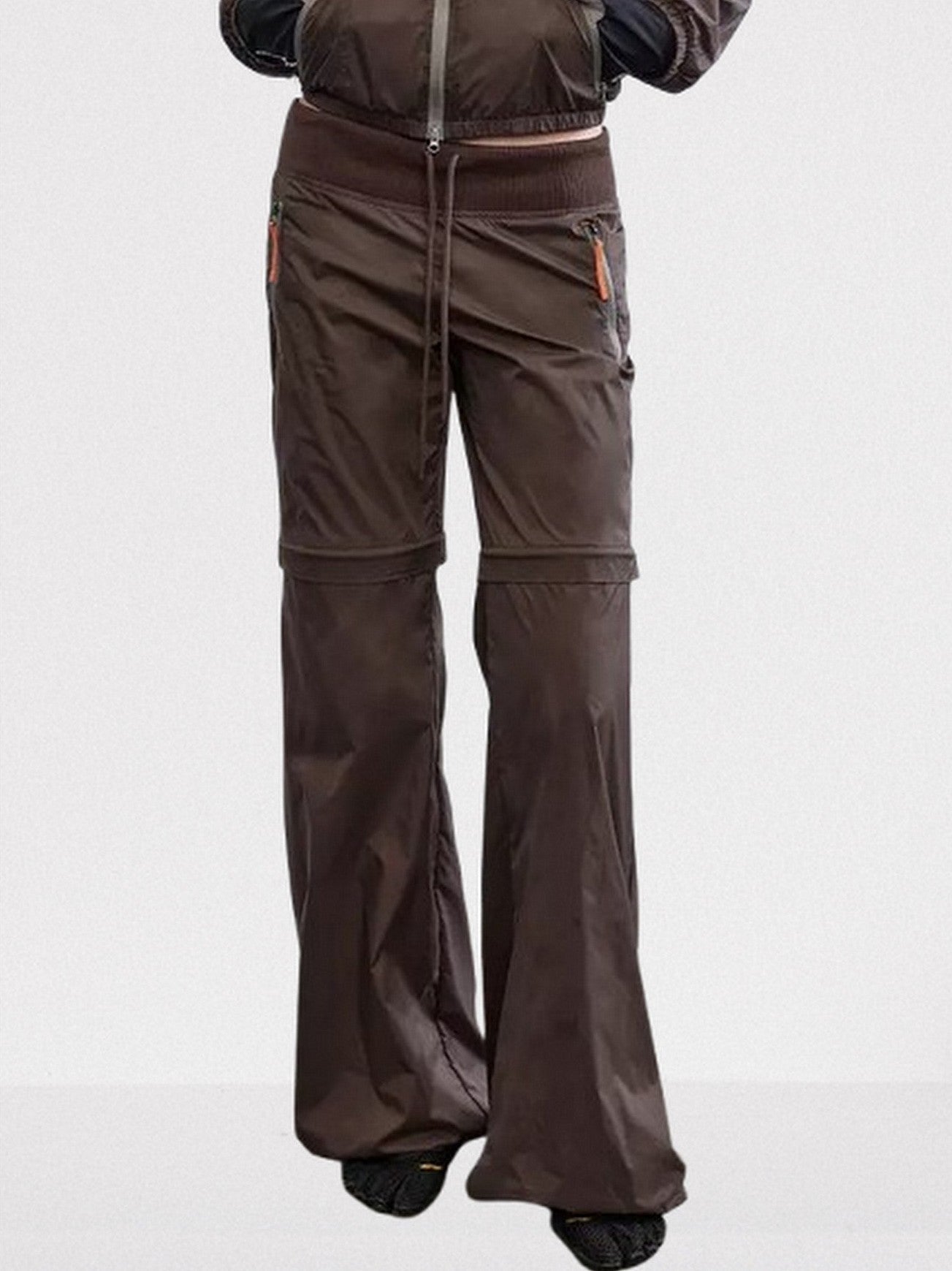 Detachable Color-Block Sporty Pants in Light Grey - Small / Brown - Jeans & Pants
