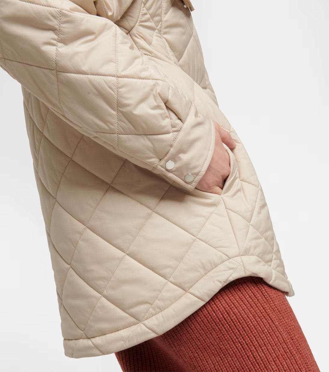 Diamond Quilted Jacket with Knit Collar - Jackets