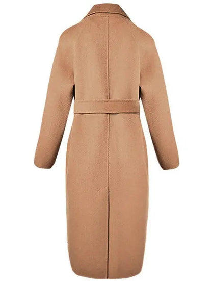 Double-Breasted Belted Wool Coat Camel - Coats