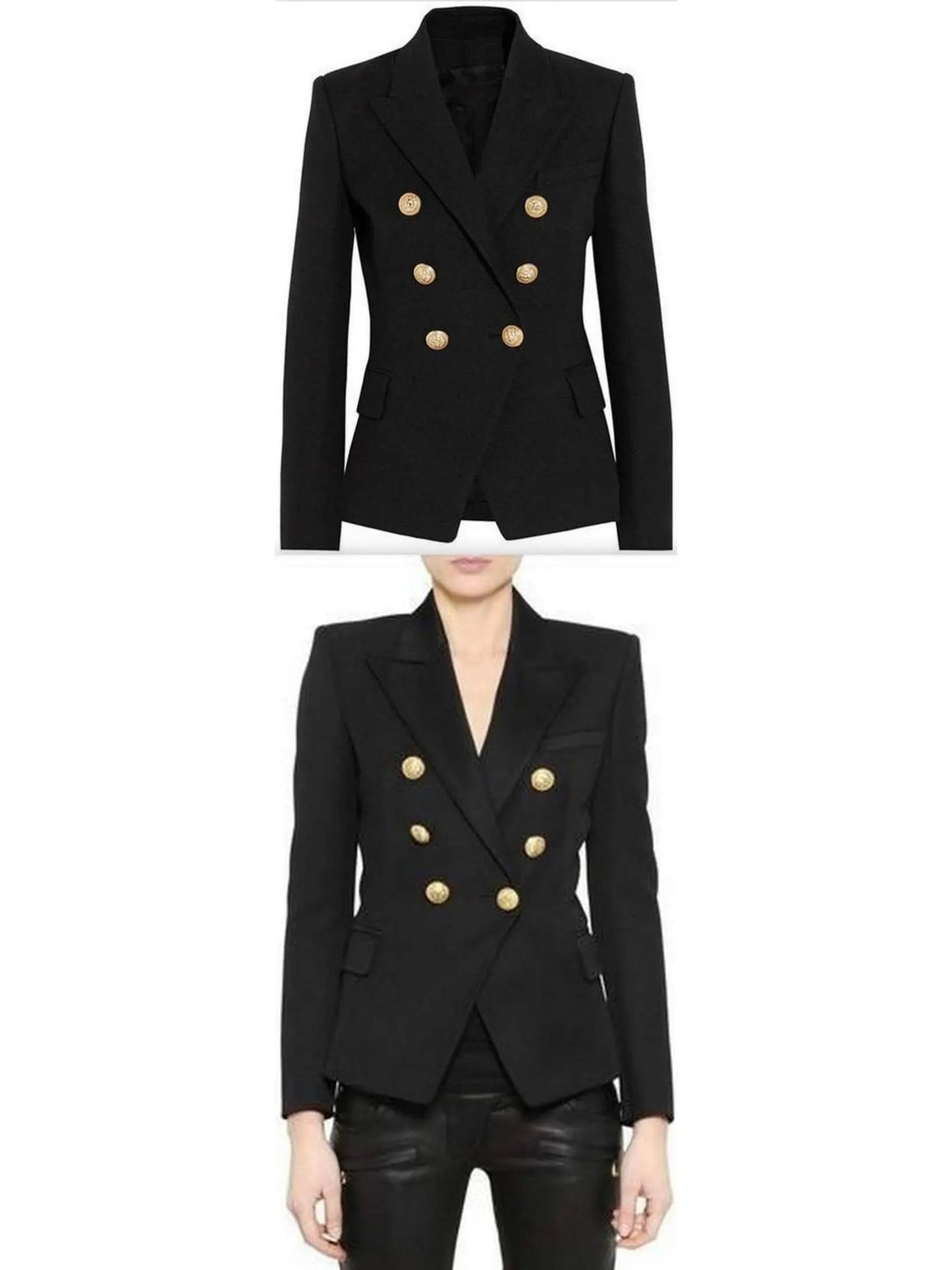 Double-Breasted Blazer Jacket in Black or White - xs / Black - Jackets