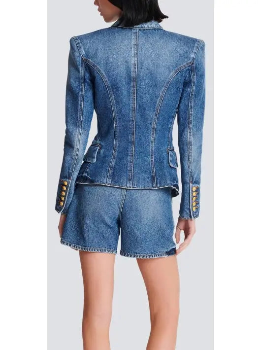 Double-Breasted Denim Jacket - Jackets