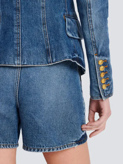 Double-Breasted Denim Jacket - Jackets