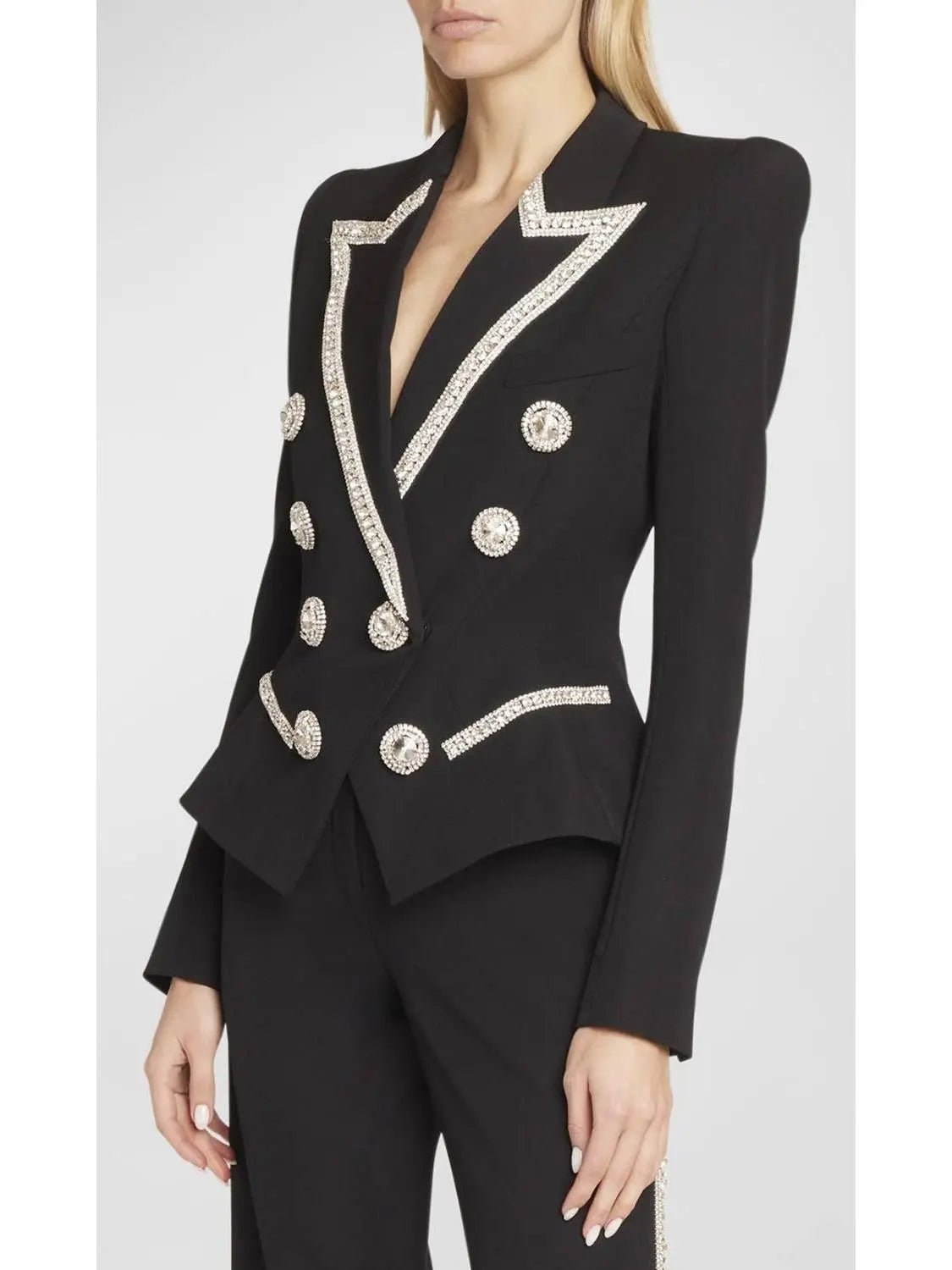 Double-Breasted Embellished Jacket - Jackets