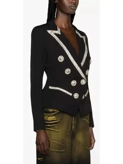 Double-Breasted Embellished Jacket - Jackets