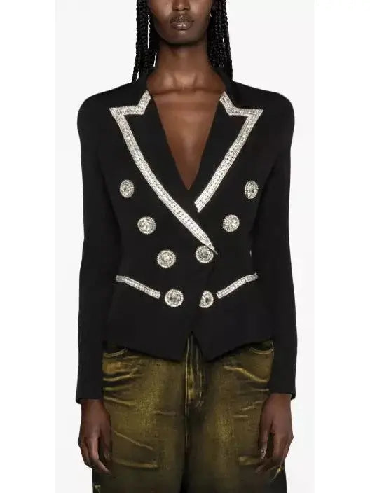 Double-Breasted Embellished Jacket - Jackets