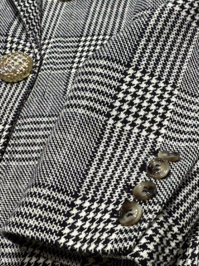 Double-Breasted Houndstooth Wool Blazer - Jackets