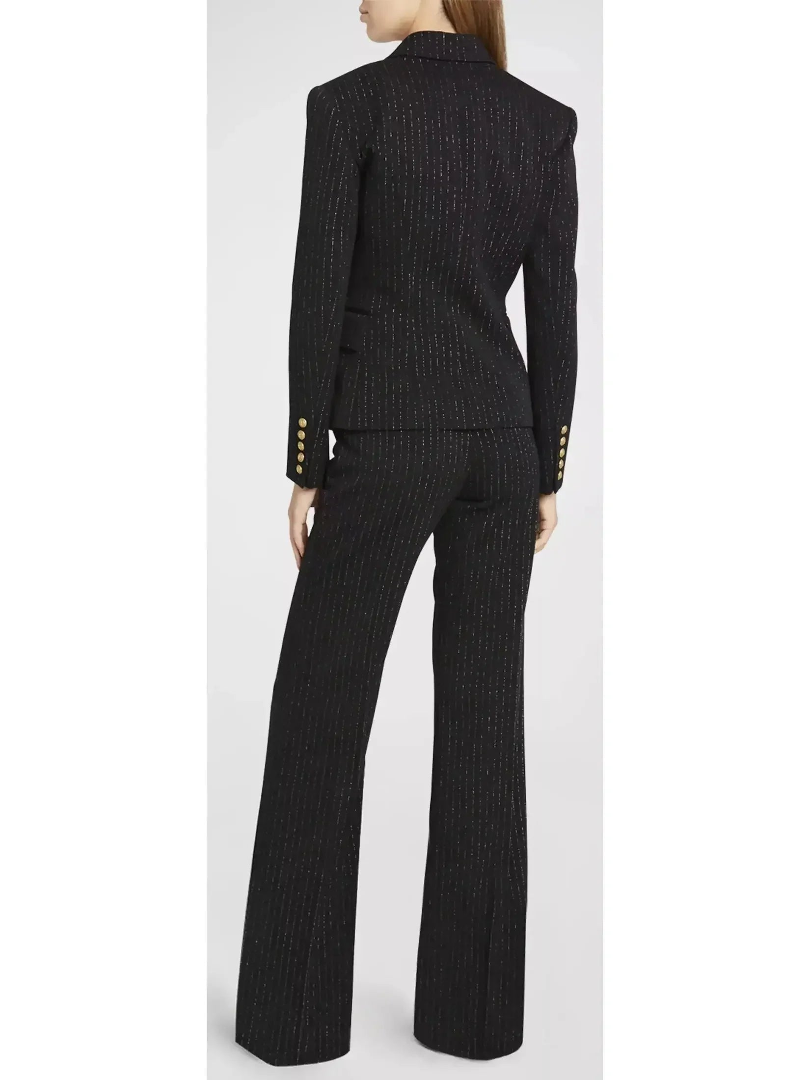 Double-Breasted Metallic Stripe Blazer Jacket - Jackets