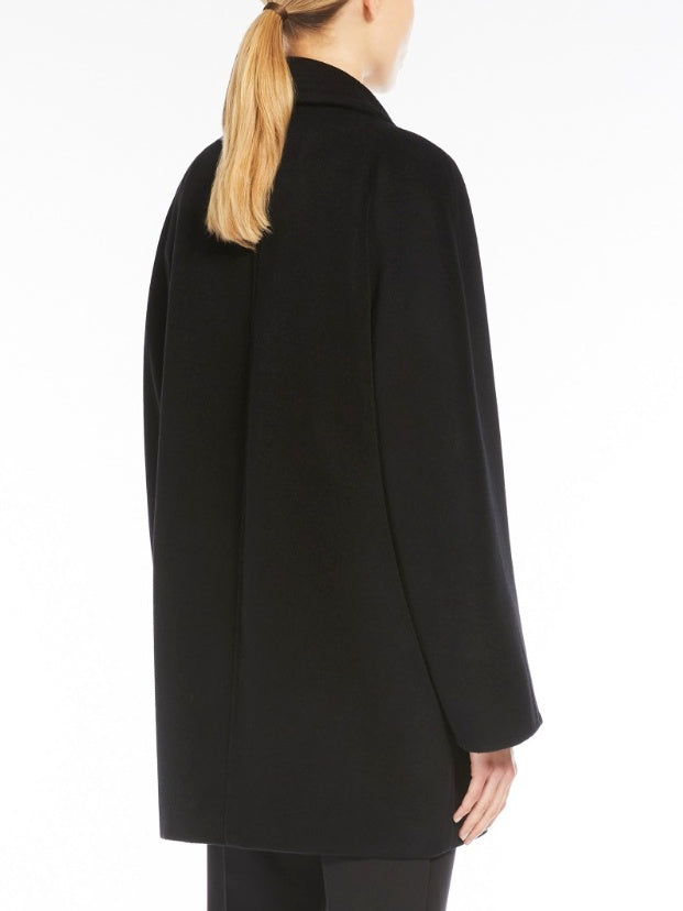 Double-Breasted Oversize Wool and Cashmere Coat in Black - Coats