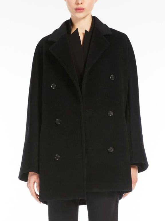 Double-Breasted Oversize Wool and Cashmere Coat in Black - Coats