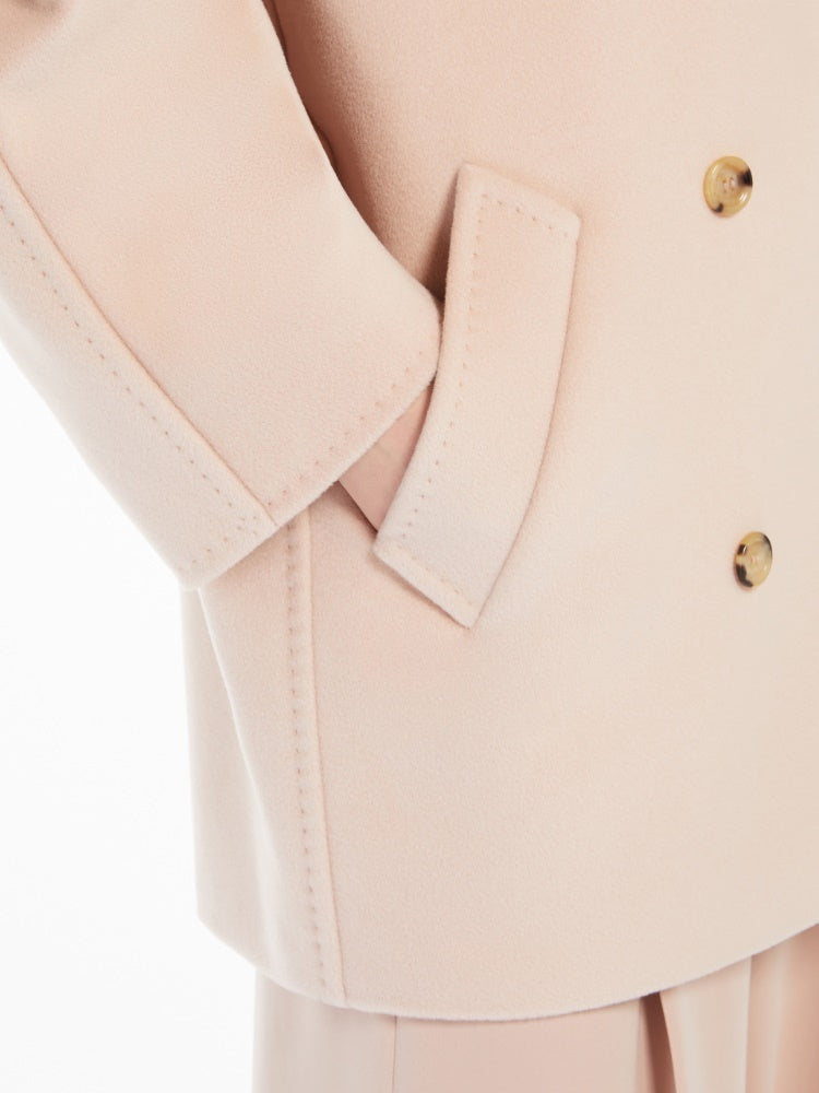 Double-Breasted Oversize Wool and Cashmere Coat in Powder Pink - Coats