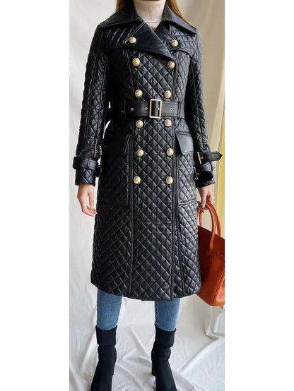 Double-Breasted Quilted-Leather Trench Coat - Coats