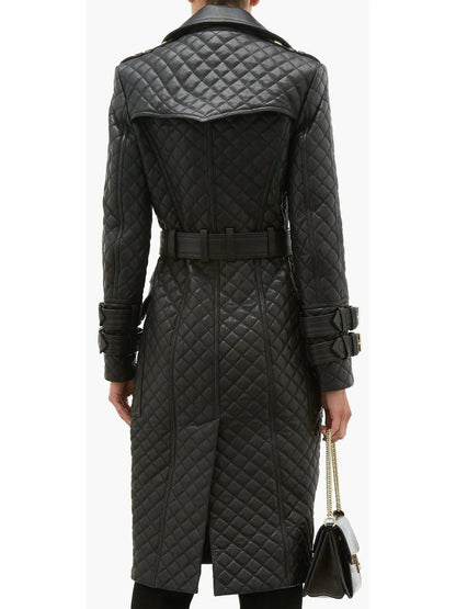 Double-Breasted Quilted-Leather Trench Coat - Coats