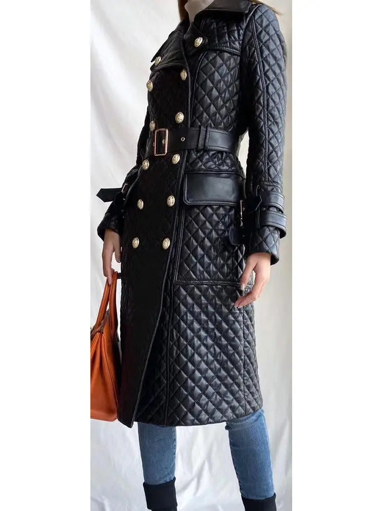 Double-Breasted Quilted-Leather Trench Coat - Coats