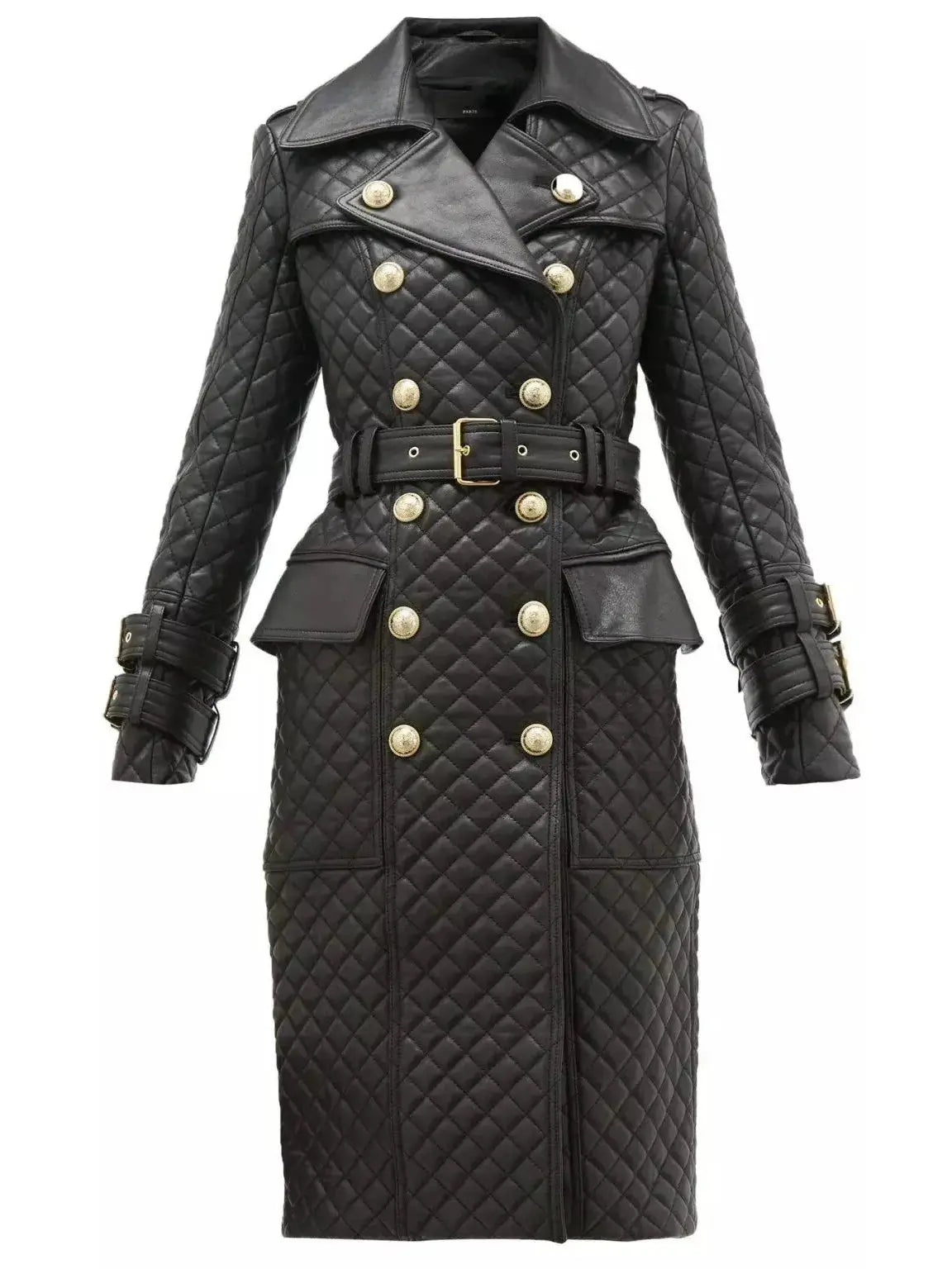 Double-Breasted Quilted-Leather Trench Coat - Coats