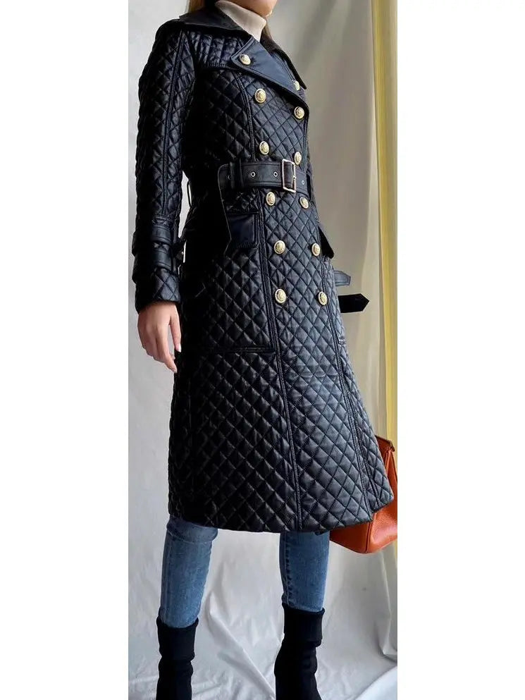 Double-Breasted Quilted-Leather Trench Coat - Coats