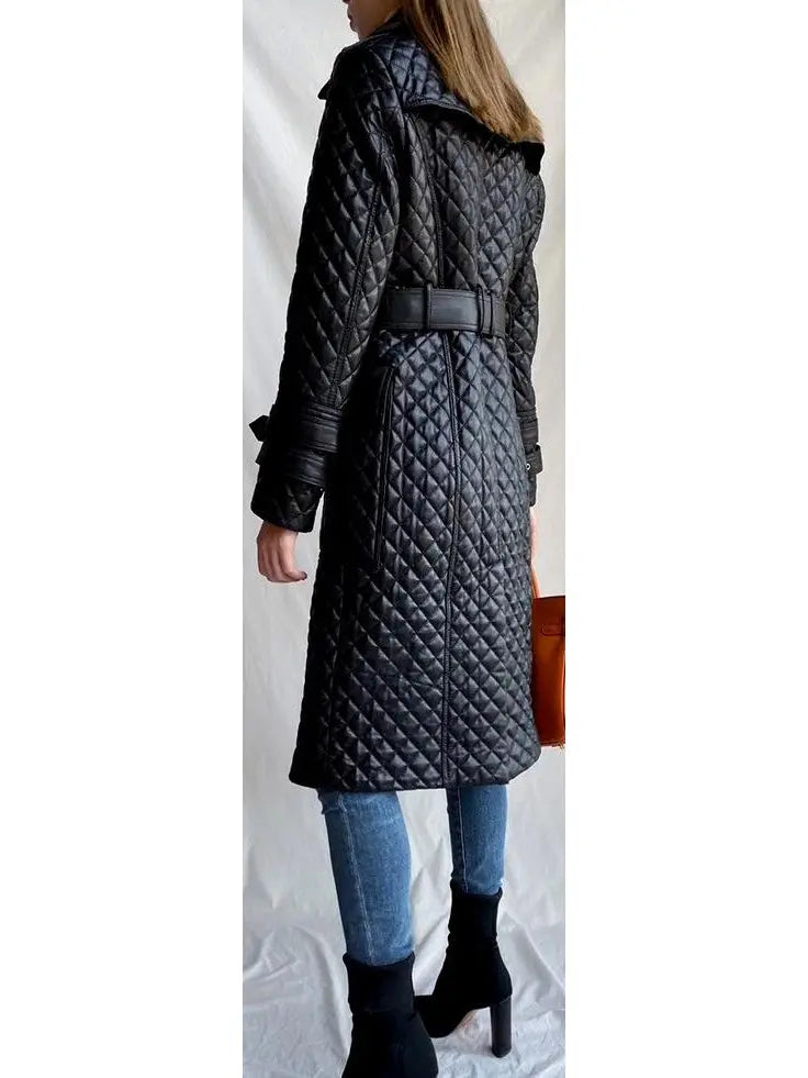 Double-Breasted Quilted-Leather Trench Coat - Coats