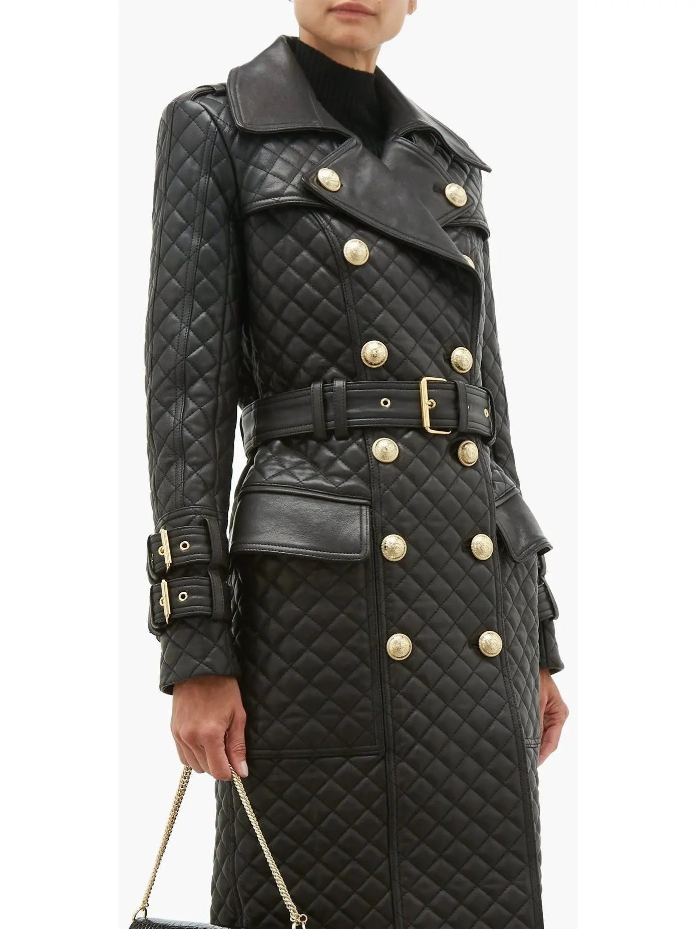 Double-Breasted Quilted-Leather Trench Coat - Coats