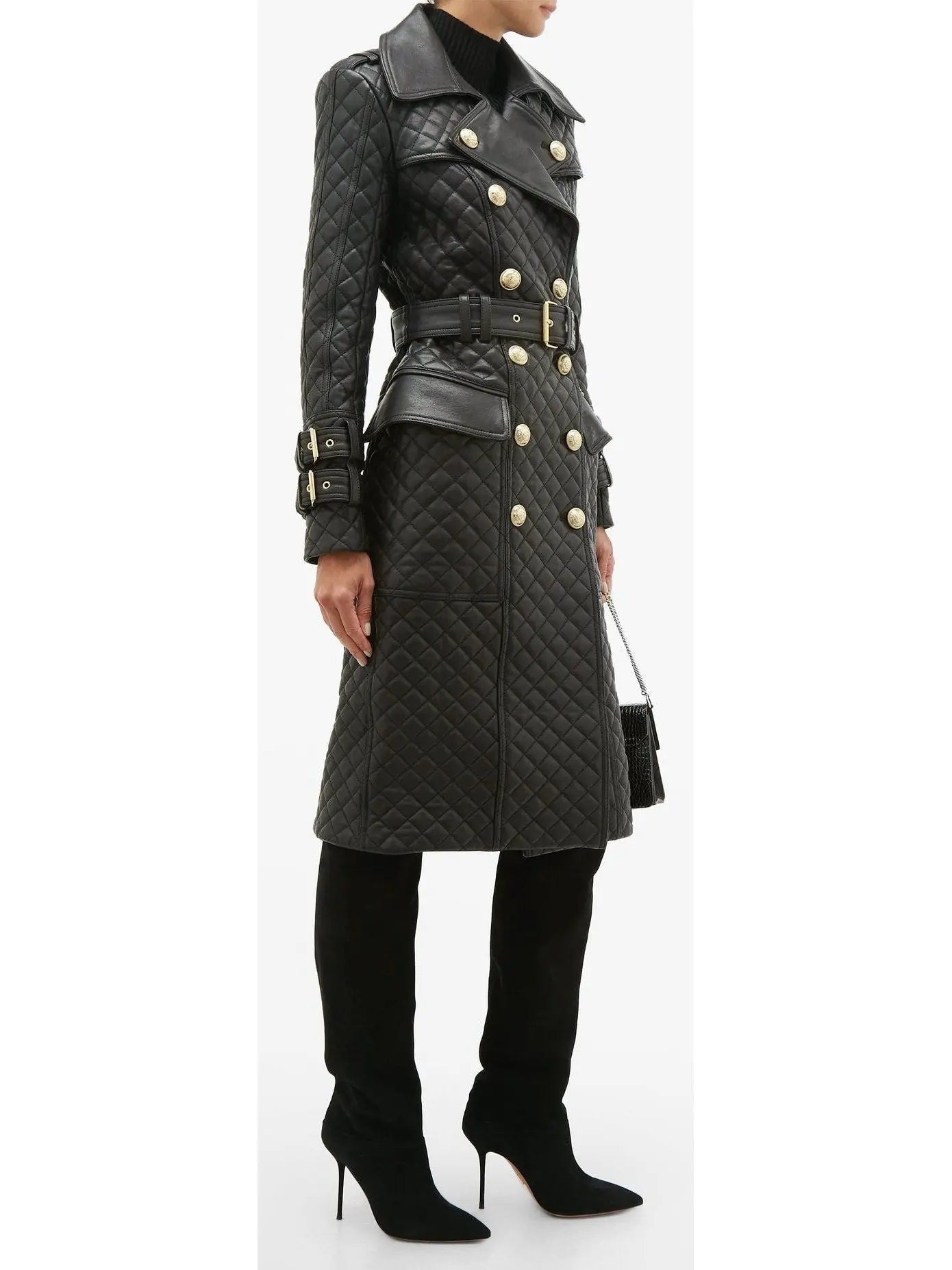 Double-Breasted Quilted-Leather Trench Coat - Coats