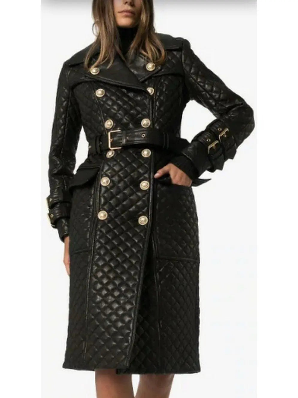 Double-Breasted Quilted-Leather Trench Coat - Coats