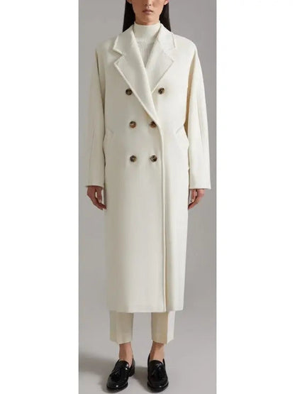 Double-Breasted Wool and Cashmere-blend Coat White - Coats