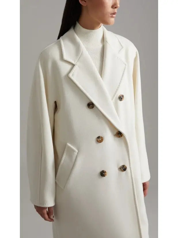 Double-Breasted Wool and Cashmere-blend Coat White - Coats