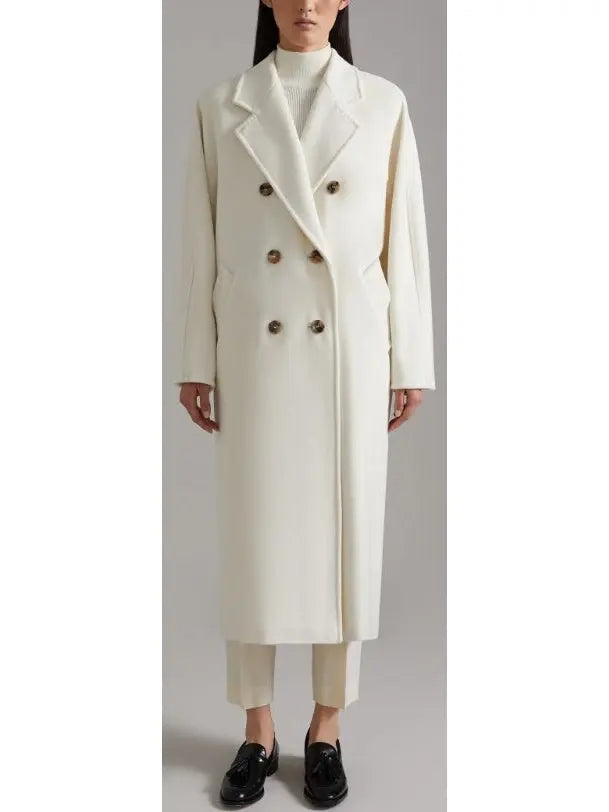 Double-Breasted Wool and Cashmere-blend Coat White - small - Coats