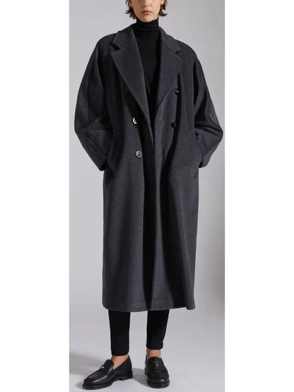 Double-Breasted Wool and Cashmere-blend Icon Coat Dark Gray - Coats