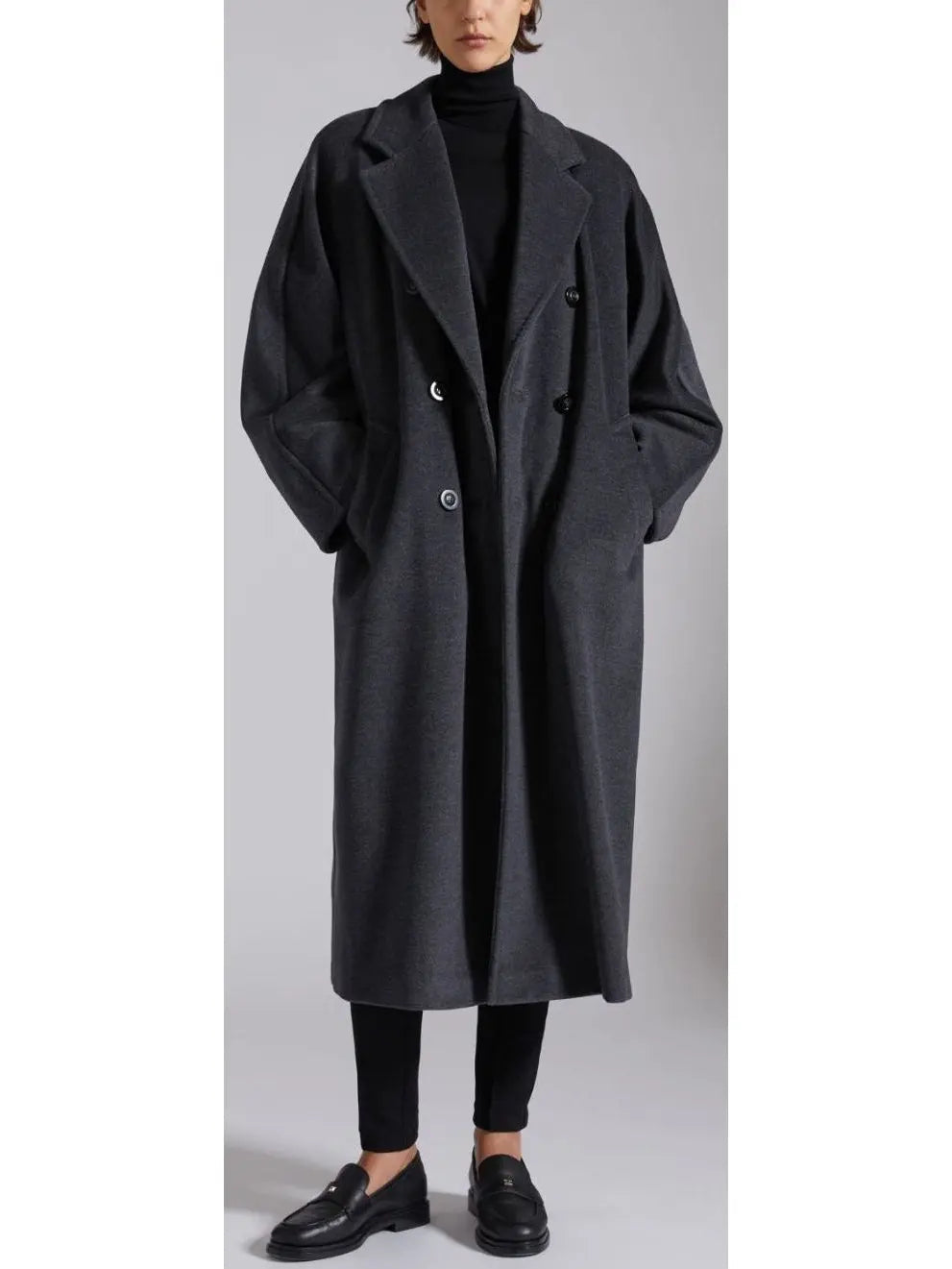 Double-Breasted Wool and Cashmere-blend Icon Coat Dark Gray - Coats