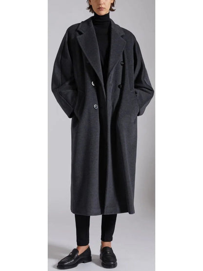 Double-Breasted Wool and Cashmere-blend Icon Coat Dark Gray - small - Coats