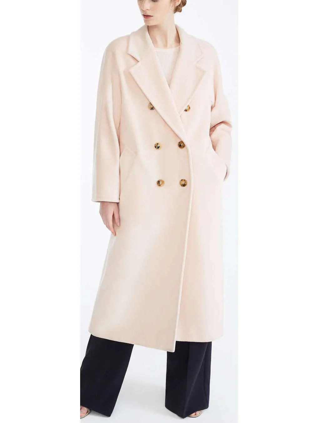 Double-Breasted Wool and Cashmere-Blend Icon Coat Light Pink - small - Coats