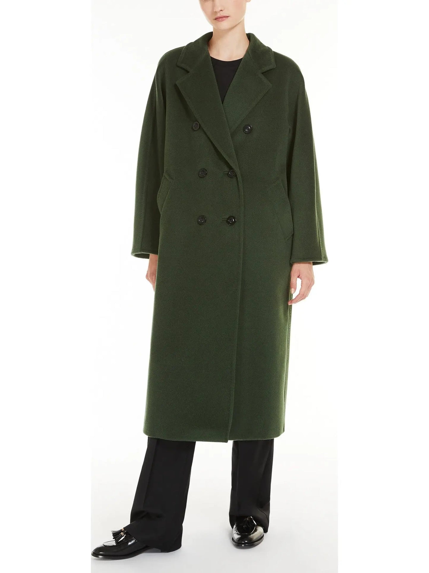 Double-Breasted Wool and Cashmere-blend Icon Coat Moss Green - Coats