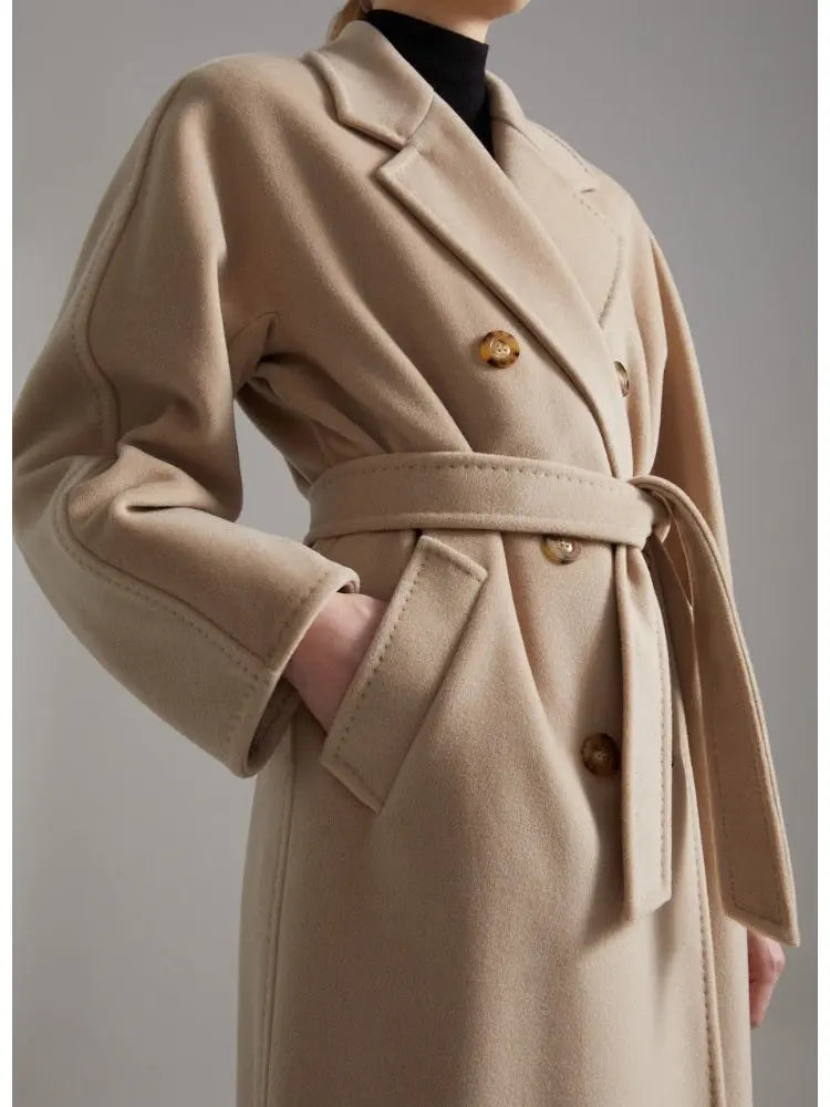 Double-Breasted Wool and Cashmere-blend Icon Coat Sand - Coats