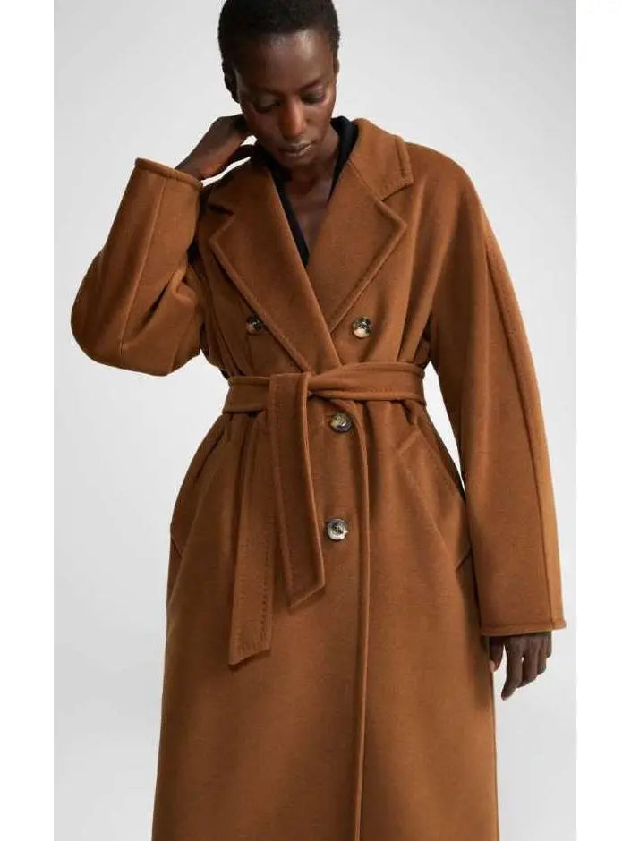 Double-Breasted Wool and Cashmere-blend Icon Coat Tobacco Brown - Coats