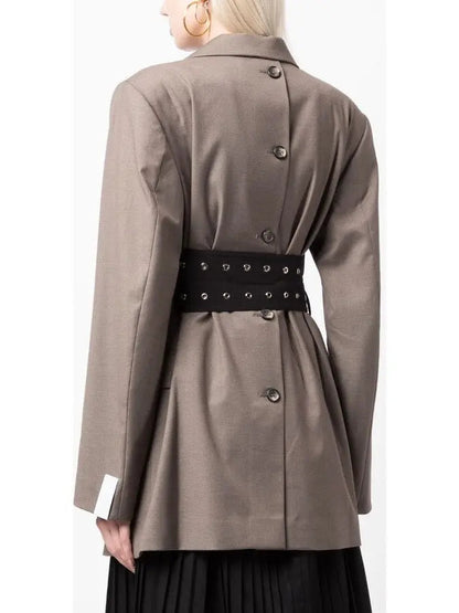 Double Side Belted Blazer in Brown - Jackets