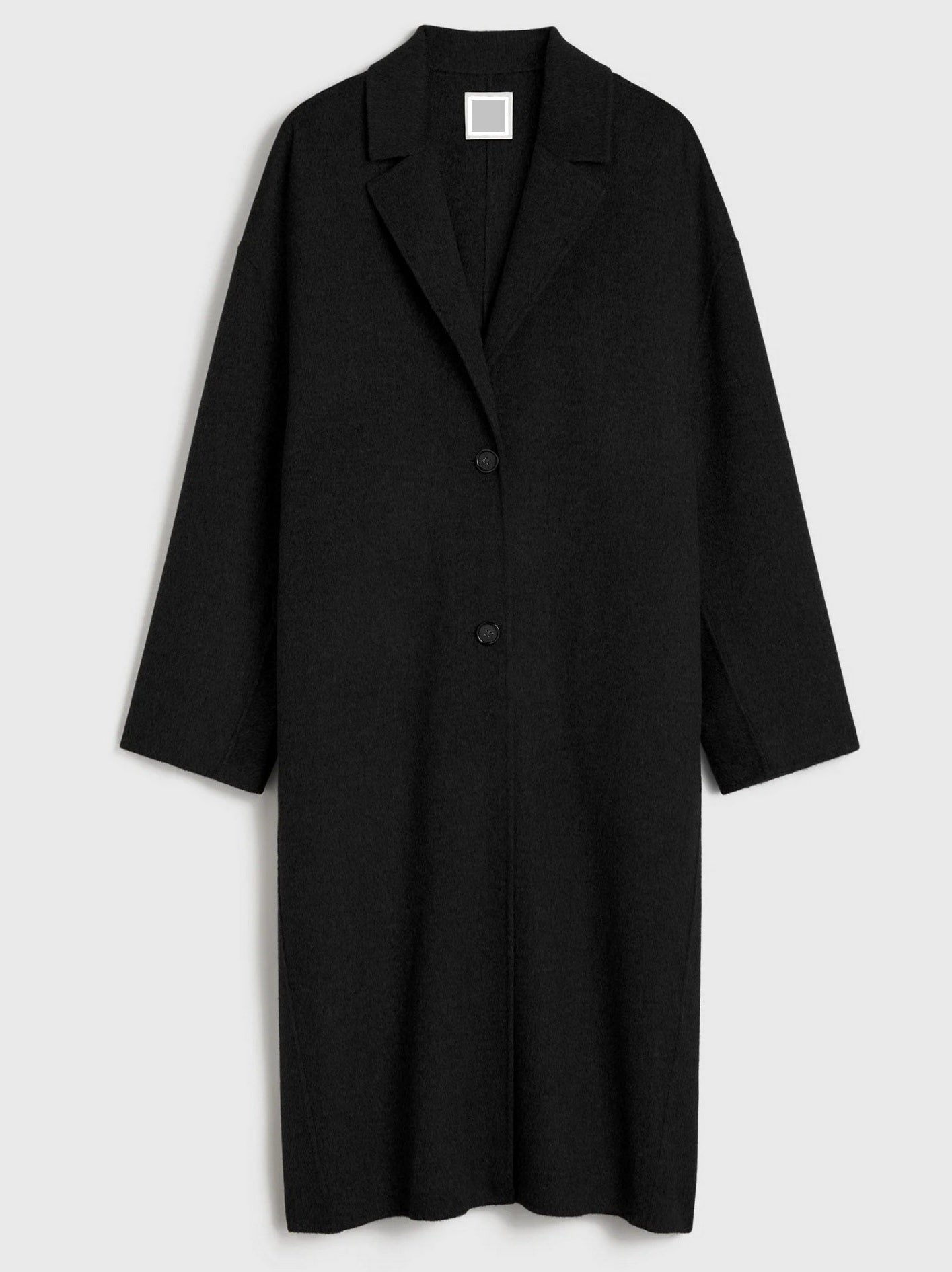 Double-Sided Long Oversize Wool Coat in Black - Coats