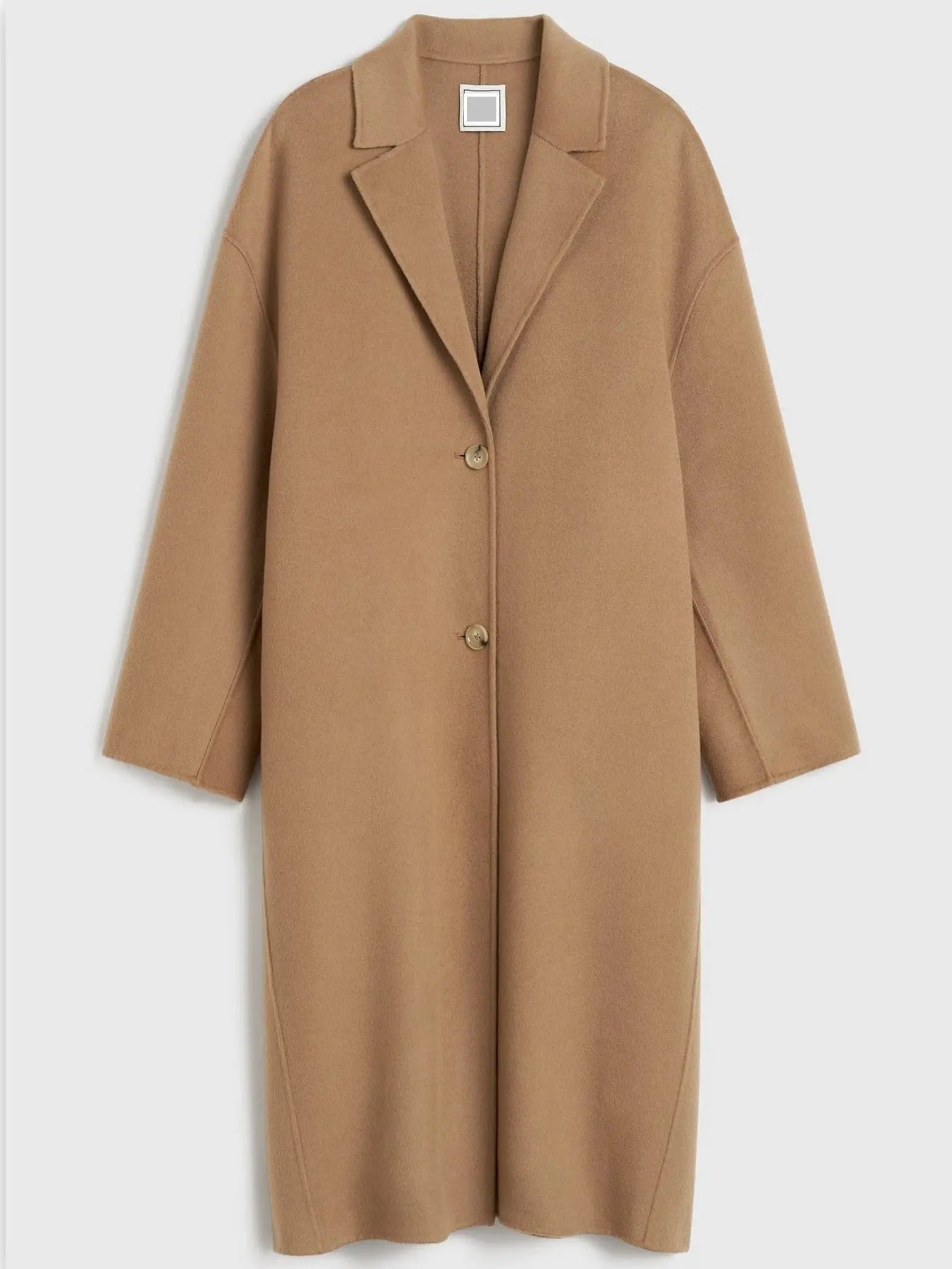 Double-Sided Long Oversize Wool Coat in Camel - Coats