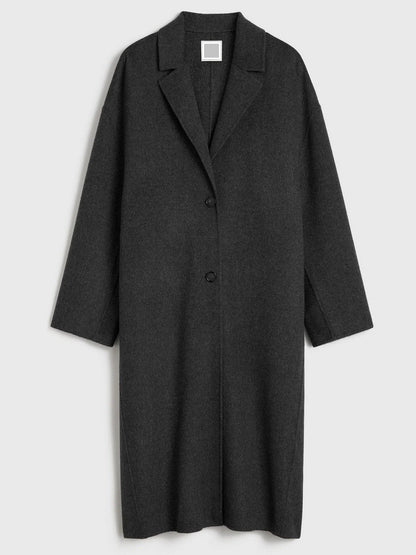 Double-Sided Long Oversize Wool Coat in Grey - Coats