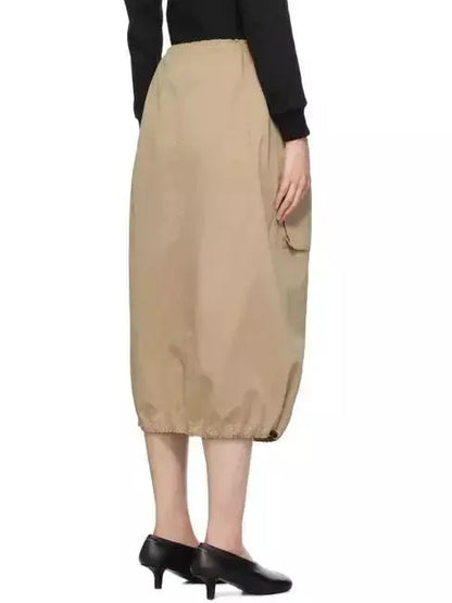 Drawstring Cotton Cargo Midi Skirt - Skirts