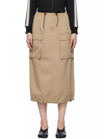 Drawstring Cotton Cargo Midi Skirt - Skirts