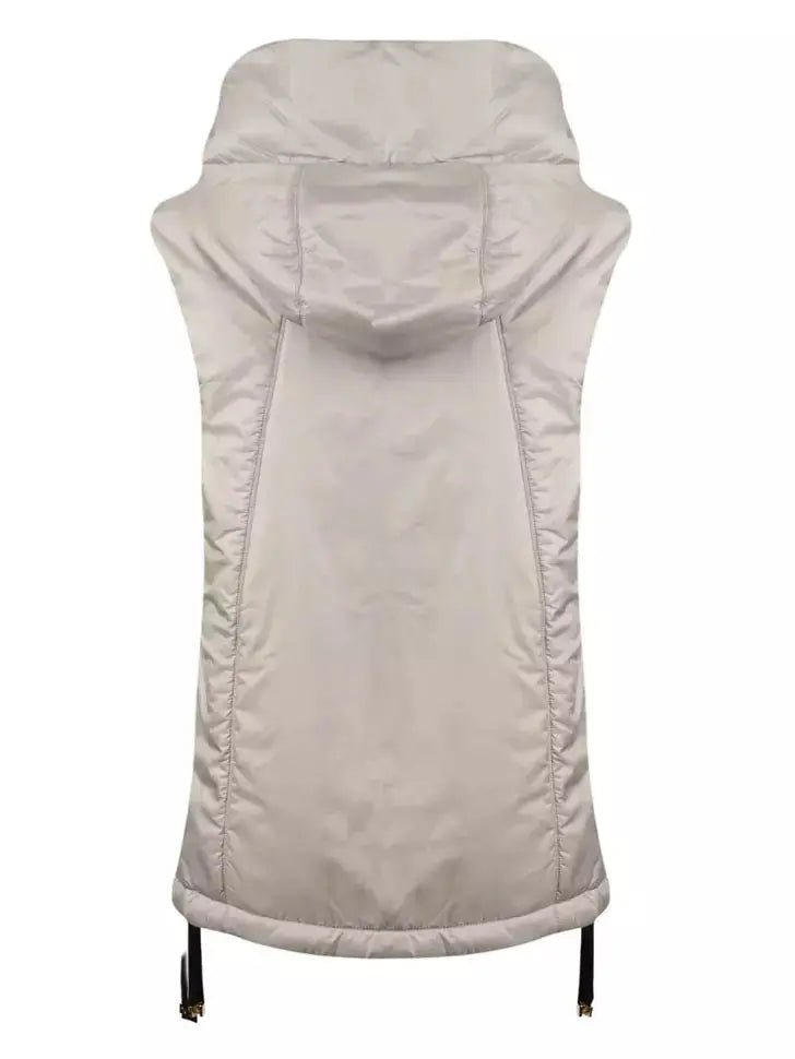 Drawstring Hooded Padded Vest in Light Gray - Jackets