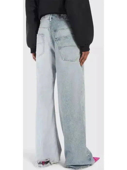 Drawstring-Waist Two-Toned Jeans - Jeans & Pants