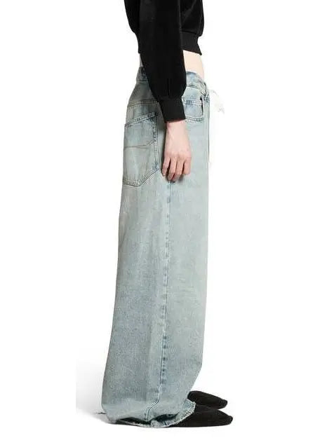 Drawstring-Waist Two-Toned Jeans - Jeans & Pants