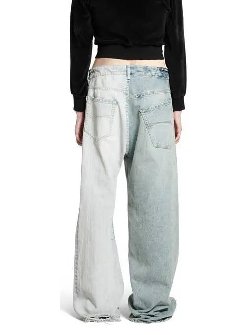 Drawstring-Waist Two-Toned Jeans - Jeans & Pants