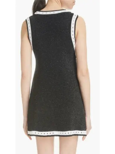 Eight-Button Metallic Knit Dress - Dresses