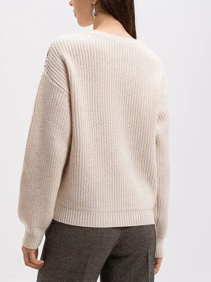 Embellished Cable Knit Sweater - Sweaters & Knitwear