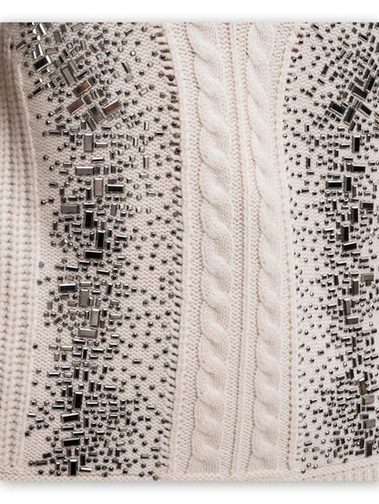 Embellished Cable Knit Sweater - Sweaters & Knitwear