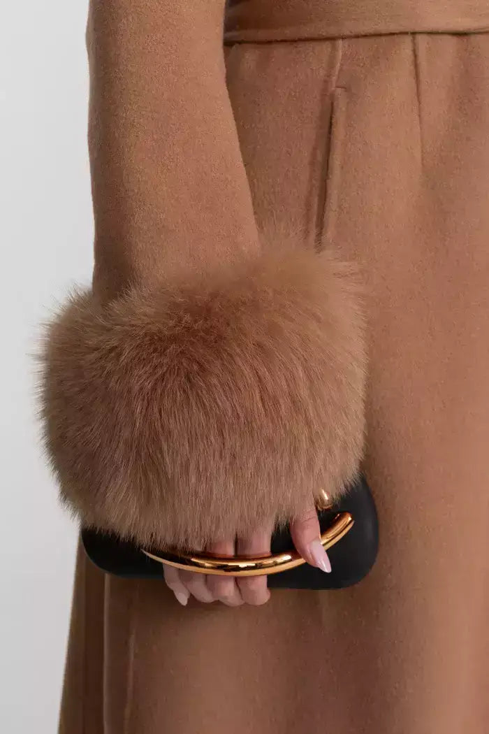 Embellished Cashmere-Blend Coat with Fox Fur Trim - Coats