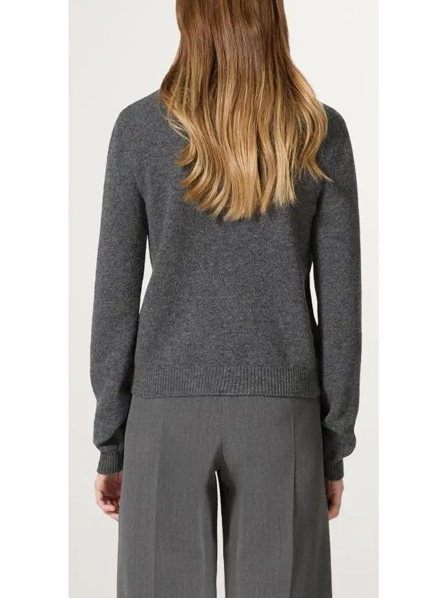 Embellished Gray Wool Cardigan Sweater - Sweaters & Knitwear