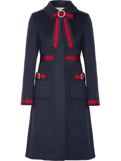 Embellished Grosgrain-Trimmed Coat - s - Coats